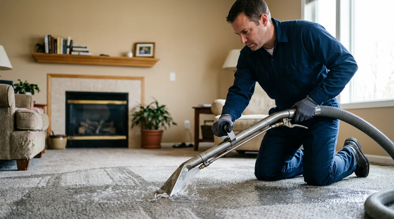 Water damage restoration technician working near Honor, MI